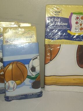 Vintage Imperial Casual Kids Sports Themed Self-Stick Wall Appliques